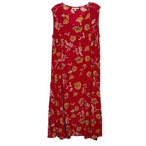 Woman Within Sleeveless Red Floral Shift Dress